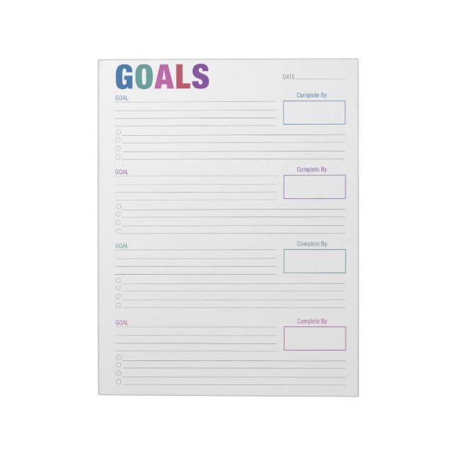 Bloc-notes coloré de suivi des objectifs (Tourné)