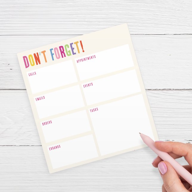 Bloc-notes coloré "N'oubliez pas" (Créateur téléchargé)