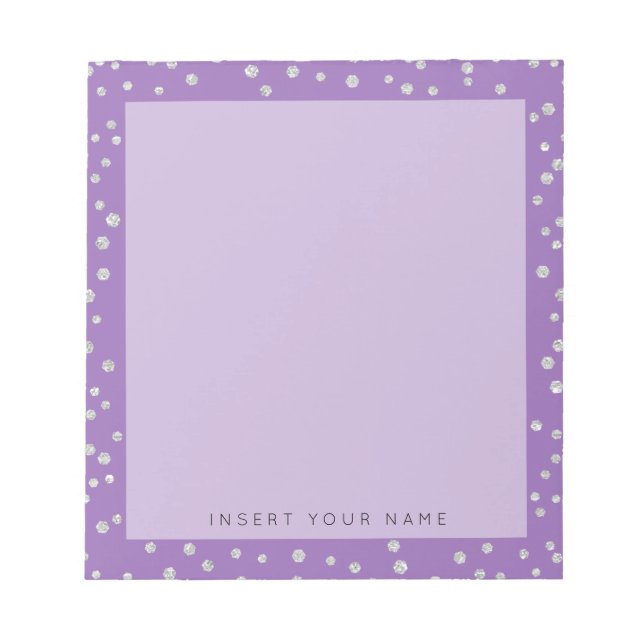 Bloc-notes Confetti en cristal violet 5,5 po x 6 p (Devant)