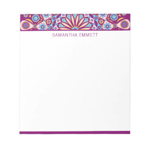 Bloc-notes couleur mandala violet monogramme
