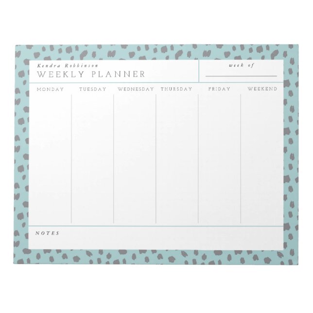 Bloc-notes Dalmatien Turquoise hebdomadaire (Devant)