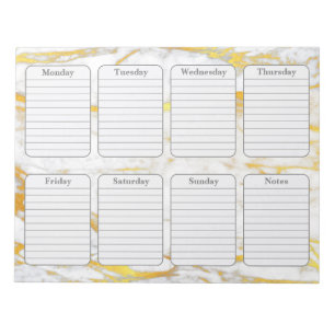Bloc-notes de 40 pages Gold Marble Weekly Planner