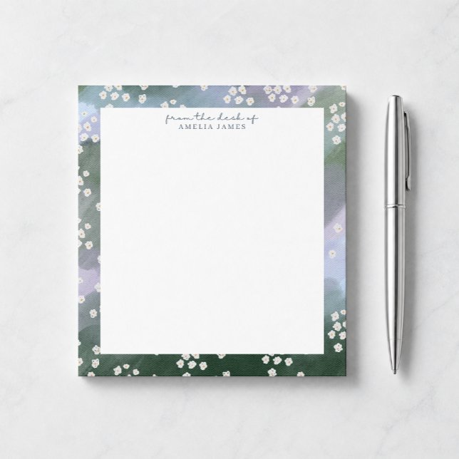 Bloc-notes de bureau floral bleu et vert (Créateur téléchargé)