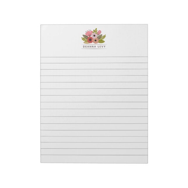 Bloc-notes de bureau personnalisé au motif floral  (Tourné)
