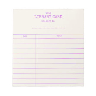 Bloc-notes de carte de bibliothèque vintage pour l