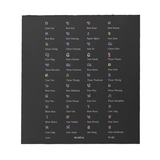 Bloc-notes de classe Alphabet thaïlandais (Devant)