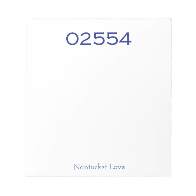 Bloc-notes de code postal Nantucket 02554 (Devant)