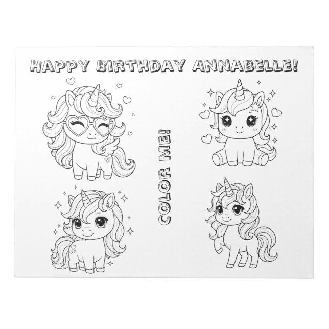 Bloc-notes de coloriage d'anniversaire – Activité  (Devant)