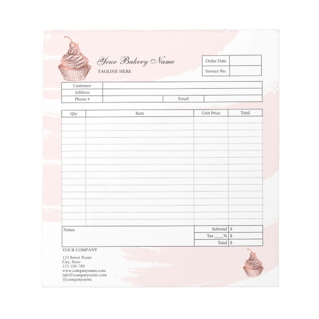 Bloc-notes de commande de facture de boulangerie d (Devant)