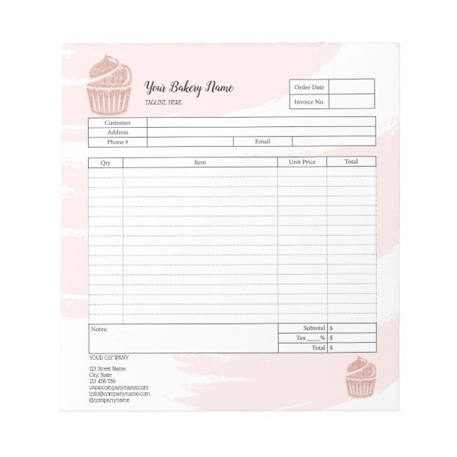 Bloc-notes de commande de mélangeur pour cupcake d (Devant)