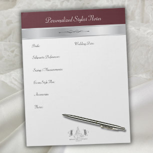 Bloc-notes de consultation de styliste de mariage