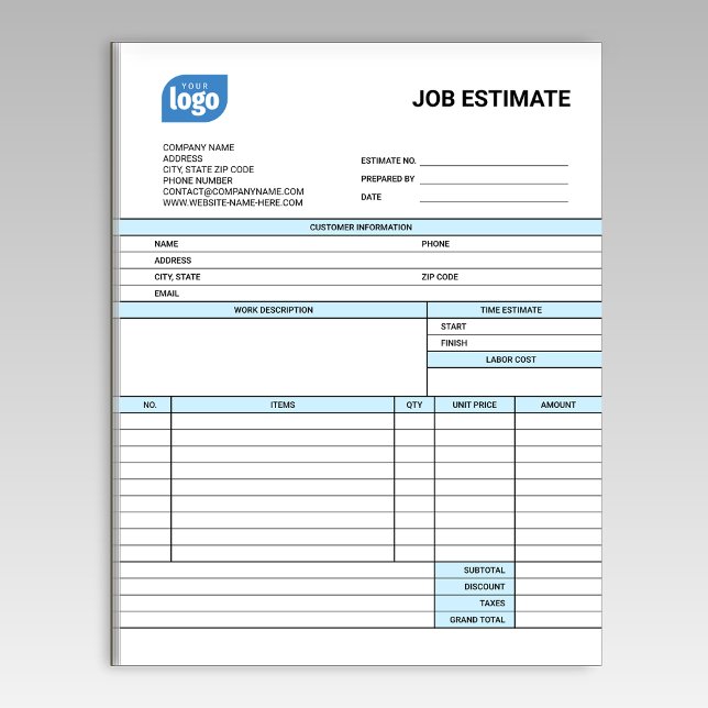 Bloc-notes de devis de travail pour entreprise ave (Créateur téléchargé)
