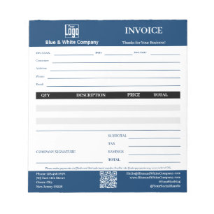 Bloc-notes de facturation bleu pour professionnel 