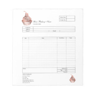 Bloc-notes de facture de formulaire de commande de