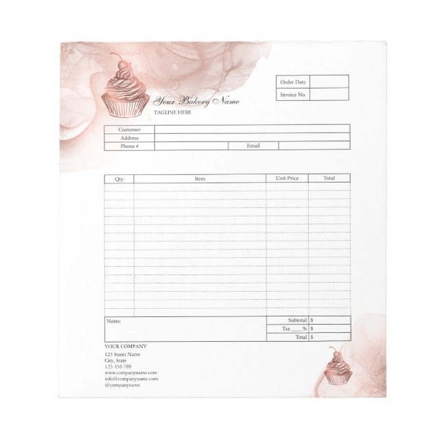 Bloc-notes de facture de formulaire de commande de (Devant)