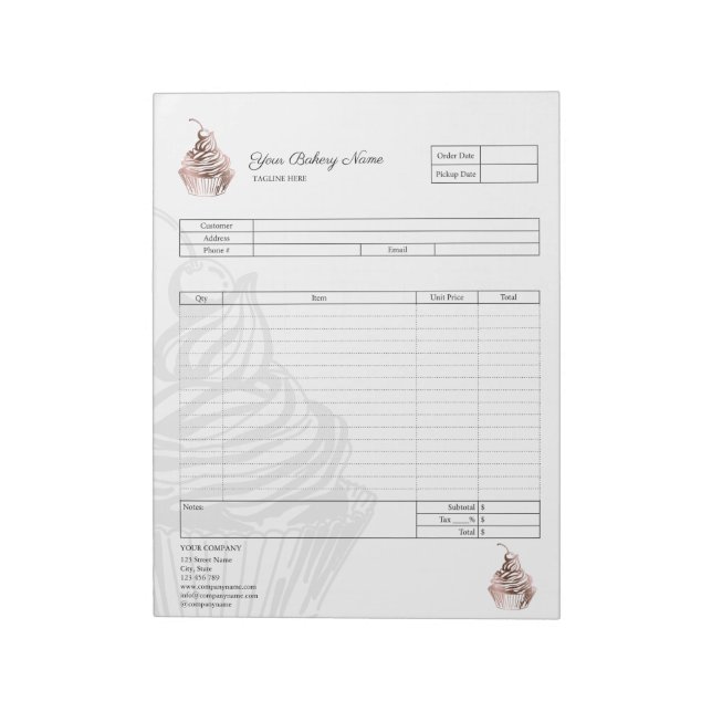 Bloc-notes de facture de formulaire de commande de (Tourné)