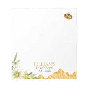 Bloc-notes de faveur de douche de mariée abeille à