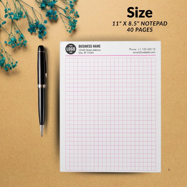Bloc-notes de grille personnalisé de 5 m² avec log (Custom Grid Notepad 5 Sq/Inch with Logo & Info)