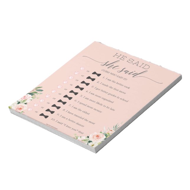 Bloc-notes de jeu de mariage économique 'Il a dit, (Tourné)