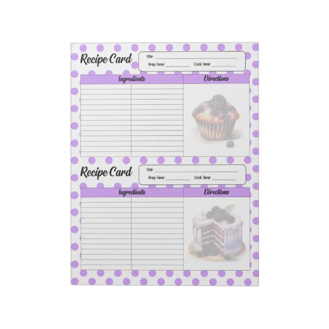 Bloc-notes de la carte de recette mignonne bleuet (Tourné)