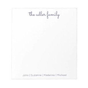 Bloc-notes de la famille bleue marine simple