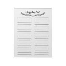 Bloc-notes de la liste d'achat