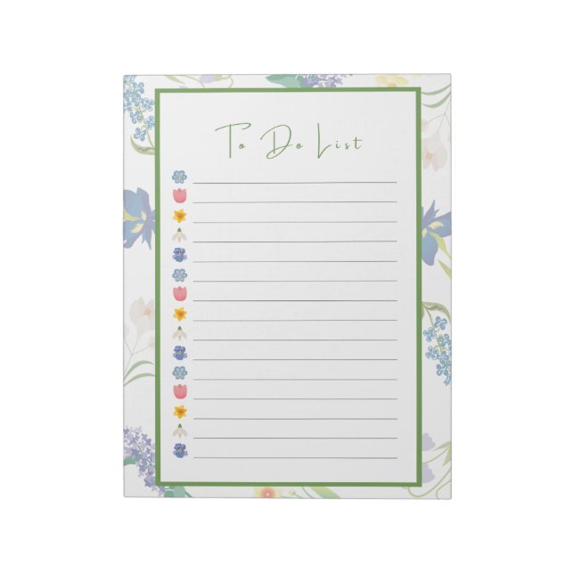 Bloc-notes de la liste des fleurs de printemps à f (Tourné)