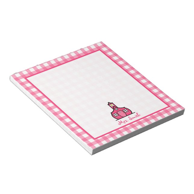 Bloc-notes de l'enseignant En vichy rose (Incliné)