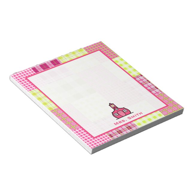 Bloc-notes de l'enseignant Plaid inspiré de Madras (Incliné)