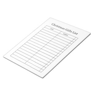 Bloc-notes de liste de cadeaux de Noël