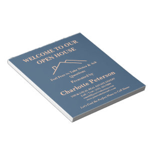 Bloc-notes de maison ouverte bleu marine