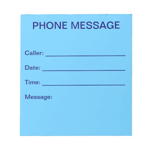 Bloc-notes de message téléphonique (bleu ciel) (Devant)