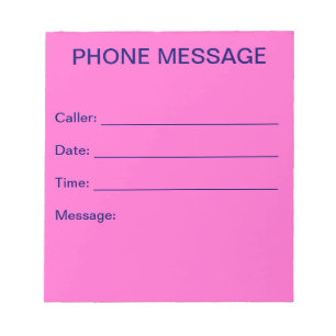 Bloc-notes de message téléphonique (rose clair)