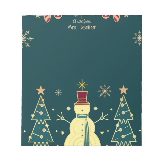 Bloc-notes de Noël bleu marine avec arbres et renn (Devant)
