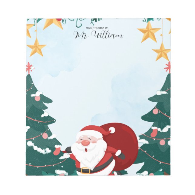 Bloc-notes de Noël pour enseignant Santa (Devant)