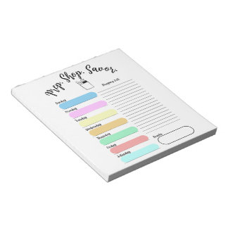 Bloc-notes de plan de repas hebdomadaire coloré