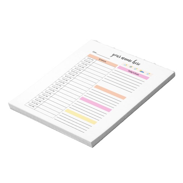 Bloc-notes de plan journalier personnalisé (Tourné)