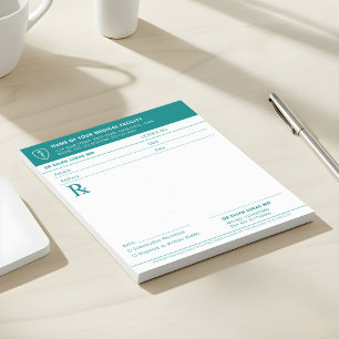 Bloc-notes de prescription médicale sarcelle pour