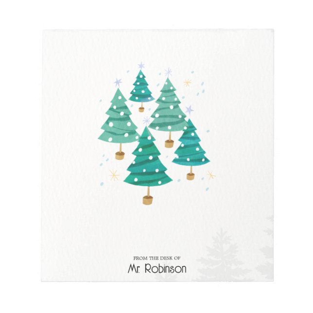 Bloc-notes de professeur Arbres de Noël à l'aquare (Devant)