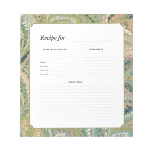 Bloc-notes de recette de papier marbré antique