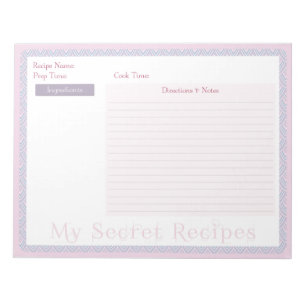 Bloc-notes de recette en Motif Geo rose bébé