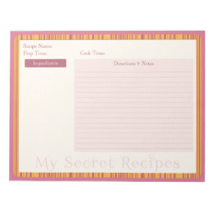 Bloc-notes de recette en rose chaud et en bande ja