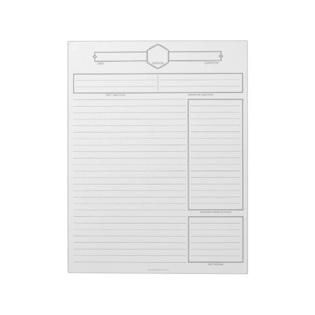 Bloc-notes de session pour joueur de D&D (Tourné)