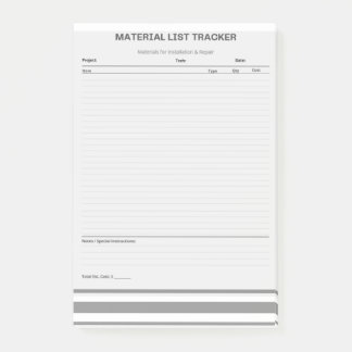 Bloc-notes de suivi de liste de matériel Post-it®