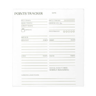 Bloc-notes de suivi des points
