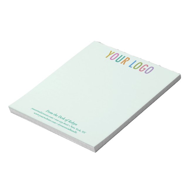 Bloc-notes d'entreprise verte avec logo De la part (Tourné)