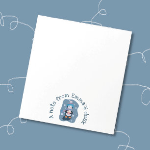Bloc-notes d'hiver avec un manchot et une tasse de