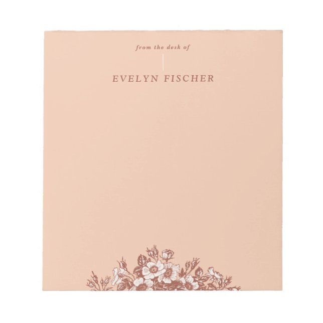 Bloc-notes d'illustration florale gravé - orange (Devant)