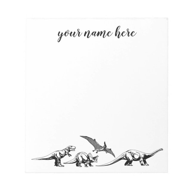 Bloc-notes Dinosaure personnalisé pour enfants (Devant)