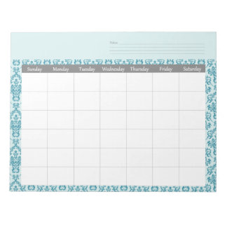 Bloc-notes du calendrier Damask mensuel